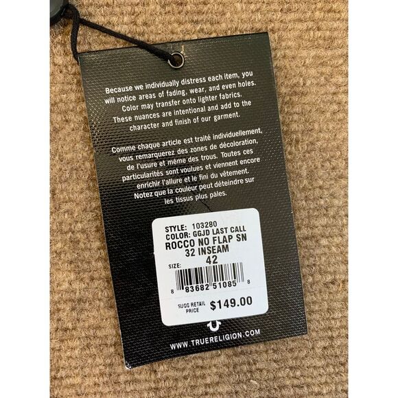 True Religion Rocco Jeans Mens 42x32 Relaxed No Flap Whiskers Blue Denim - Picture 4 of 13